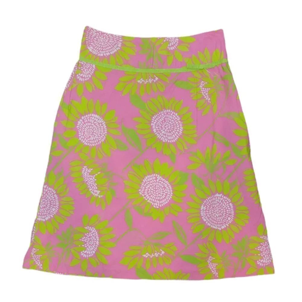 LILLY PULITZER Vintage Mirabelle Hibiscus Pink A-Line Pencil Skirt 2